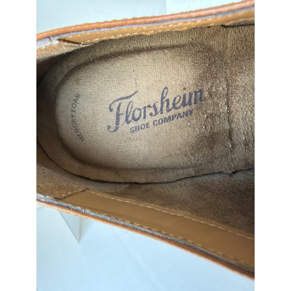 Florsheim Mens 11839 Cognac Tan Leather Wingtip Oxford Dress Shoes 10.5 D